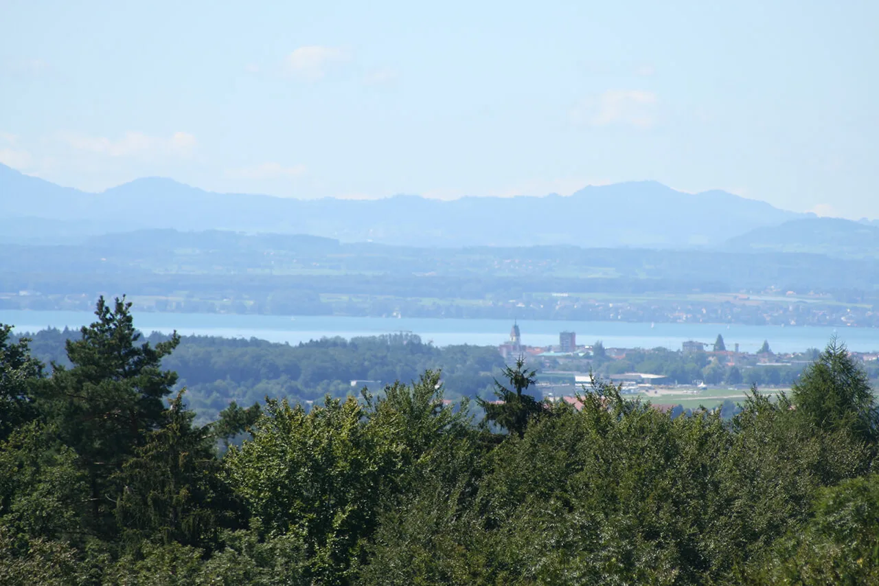 View across the countryside and Lake Constance from Gut Hügle
